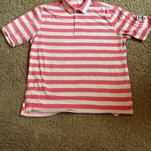 Pink and White Byron Nelson Polo Shirt Large